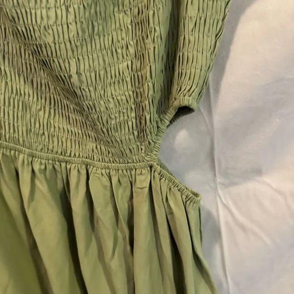 Asymmetrical Ruched Green Sundress for Weddings - Image 2