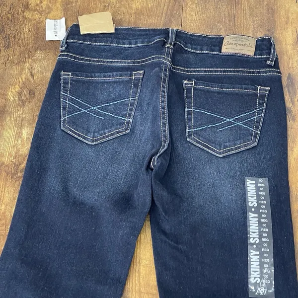 Aeropostale Womens Jeans Pants Size 00 Bayla Skinny Core Low Rise Dark Wash Y2k - Image 4