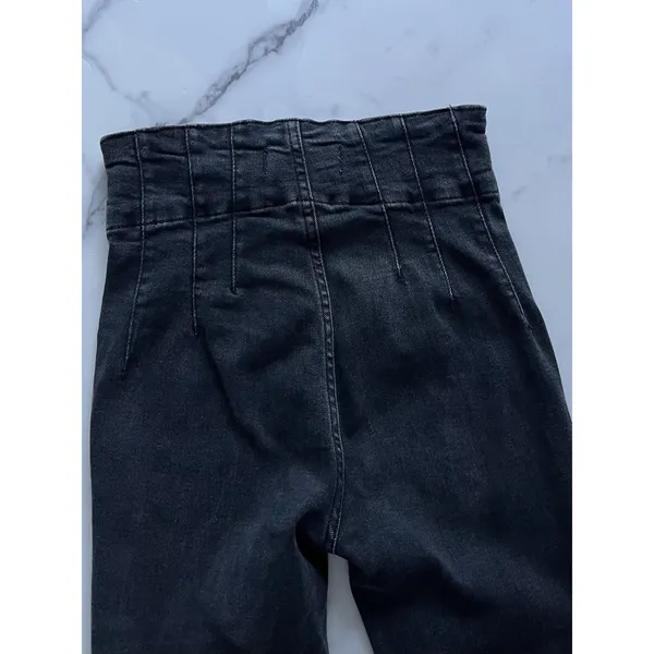 Free People We The Free Jayde Flare Jeans 25 Washed Black High Rise Corset Onyx - Image 9