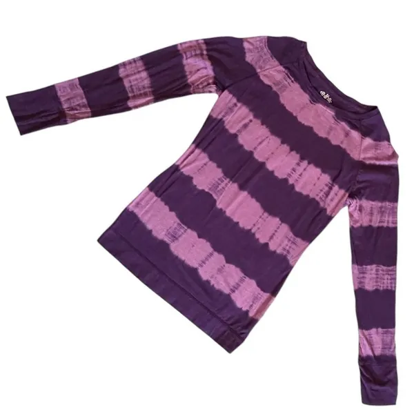 Mudd Womens Purple Tie Dye Raglan Long Sleeve Cotton Slub Knit T-Shirt Medium - Image 2