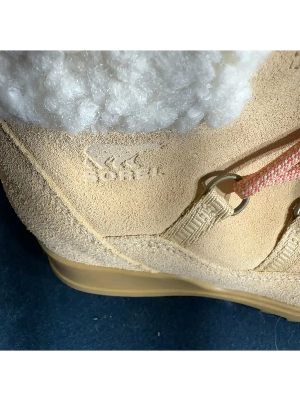 NWT Sorel Elvie cozy lace up Ankle boot waterproof tan suede sherpa booties sz 8 - Image 5