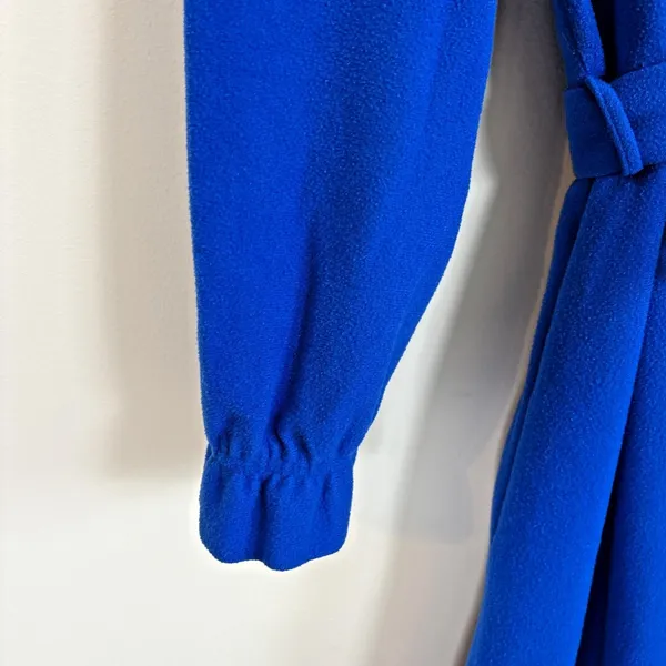 Vtg Sears At Home Wear Robe Womens Sz M Royal Blue‎ Ruffle Trim Long - Image 6
