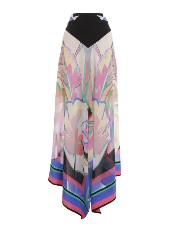 NWT Roberto Cavalli Resortwear Gonna Assymetrical Silk Maxi Skirt US 6 - Image 3