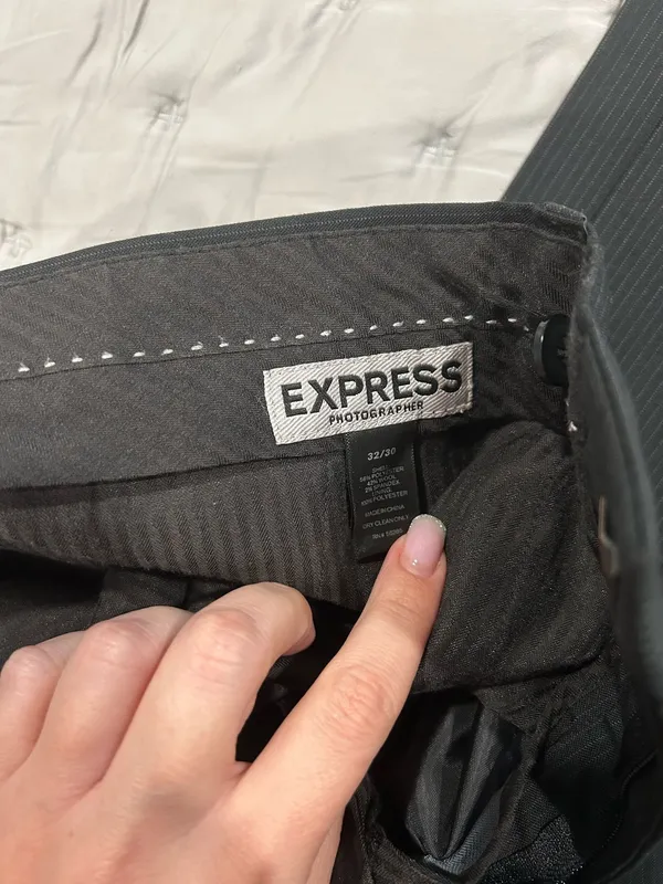Express Producer Pinstripe Dress Pants – 32x30 – NWOT – Wide Leg Rolled Hem - Image 2