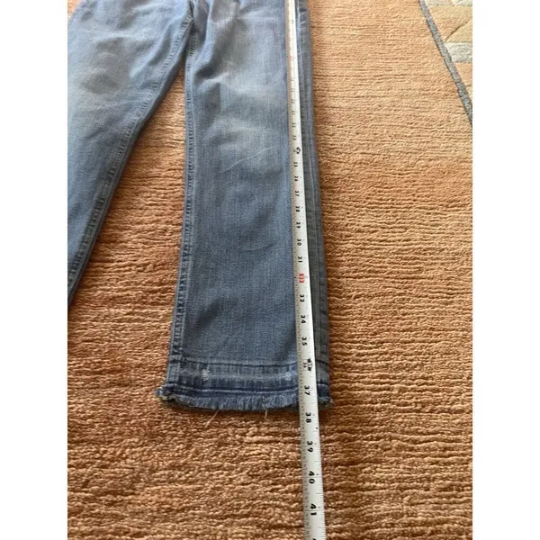 Zara Blue Distressed Straight Leg Jeans Women’s Sz 28 Raw Hem Made in Turkey - Image 6