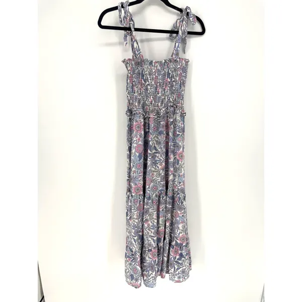 Petal + Pup Maxi Dress Floral Smocked Tiered 2 Blue Pink Boho Cottagecore - Image 7