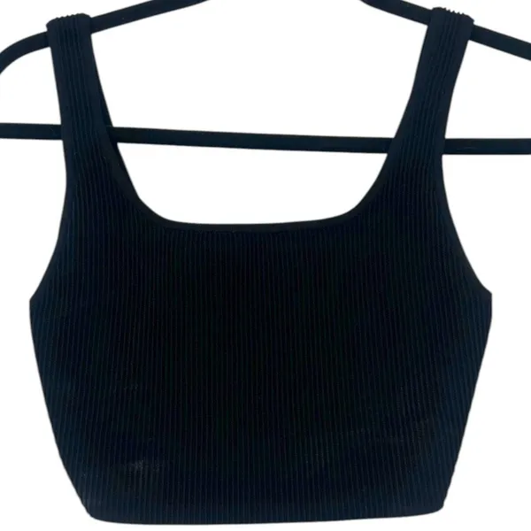 Aritzia Babaton S Sculpt Knit Square Neck Tank Top Bodycon Cropped Black Luxury - Image 2