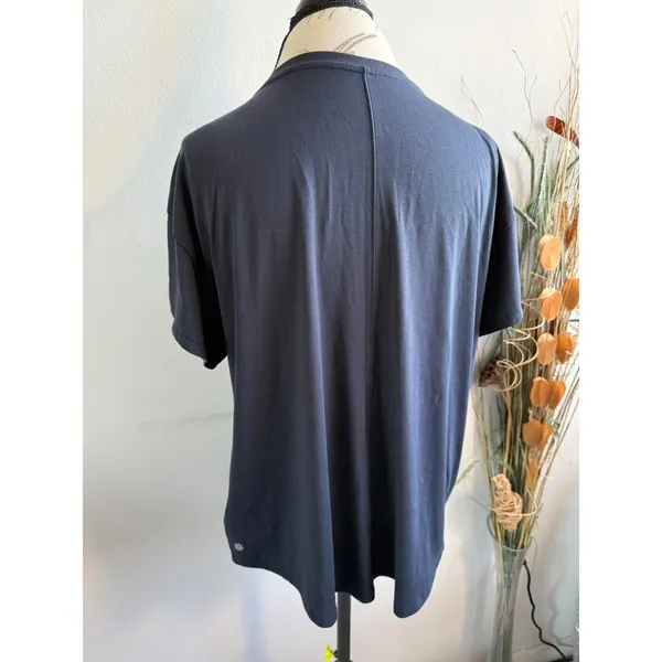 Athleta Womens Relaxed Crew Neck Short Sleeve Top Charcoal Gray‎ Large - Image 3