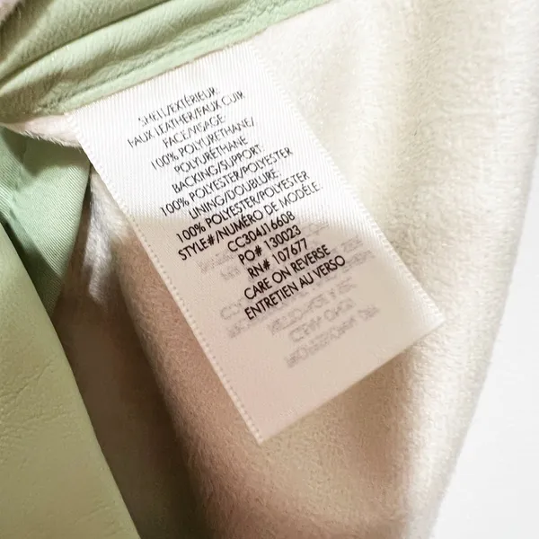 Alice + Olivia Faux Vegan Leather High Waisted Mini Shorts Soft Green 2 - Image 3