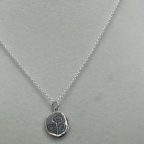 Sterling silver laser cut rose pendant necklace. - Image 3