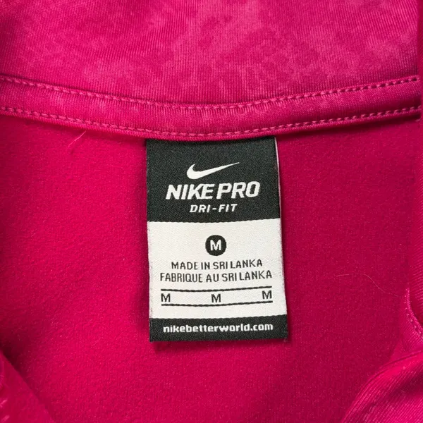 Nike Pro Dri-FIT Womens Pink Print Half Zip Pullover Top Medium Workout Athletic - Image 11