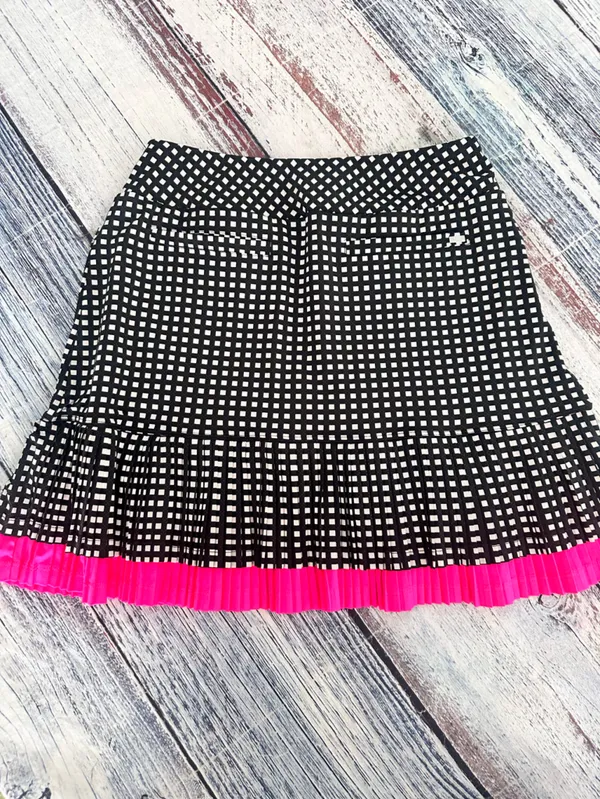 TAIL Teagan Gingham Pleated Flounce Hem Golf Skort Tennis Skirt Black White Pink - Image 3