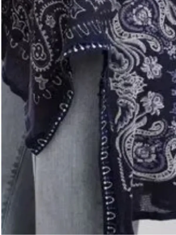 EUC Free People No Matter What High/Low Paisley Top Blue Oversized Small - Image 6