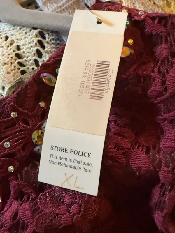Beaded Lace Bodice Maxi Dress - Burgundy - Image 9