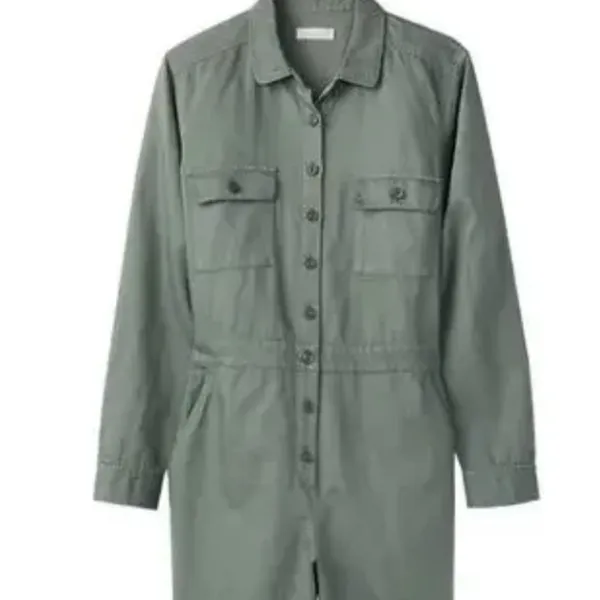 NWT Outerknown Utility Sea Button Front Long Sleeve Jumpsuit Green Medium - Image 5