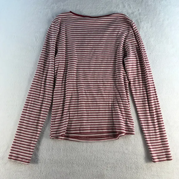 Y2K Style Levis Large‎ Top Long Sleeve Striped Ribbed Knit Essential Crew Neck - Image 11