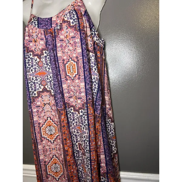 Lucky Brand Dress Womens Medium Multicolor Geometric Trapeze Midi Sundress - Image 5