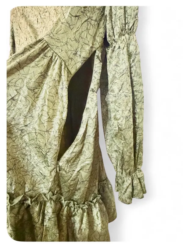 NWT Disturbia Women’s Arda Virago Crinkle Green Olive V-Neck Mini Dress Size 10 - Image 14