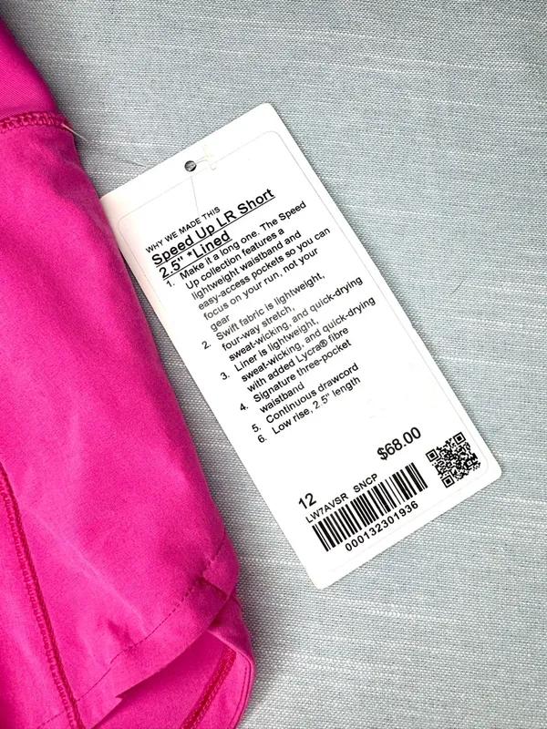 Lululemon Speed Up Shorts Sonic Pink Low Rise Size 12 NWT - Image 11