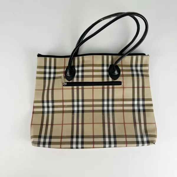 Authentic Vintage Burberry Blue Label Nova Check Plaid Canvas Tote Bag - Image 2