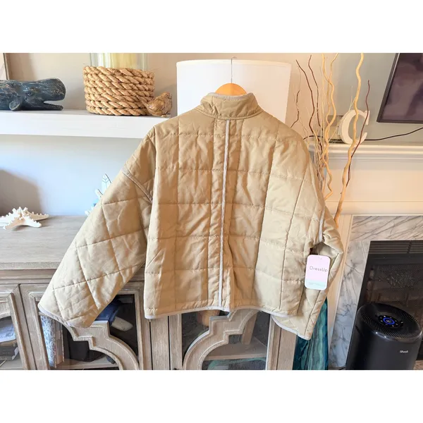 Hudson Gray Quilted Jacket Women Light Olive Small - Image 2