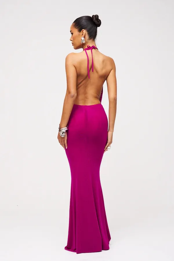 Murci Deep Cowl Neck Maxi Dress Purple Size 6 - Image 2