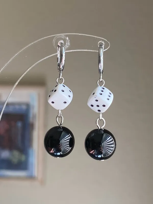 Handmade y2k funky unique dangle earrings 🌀🖤 - Image 2