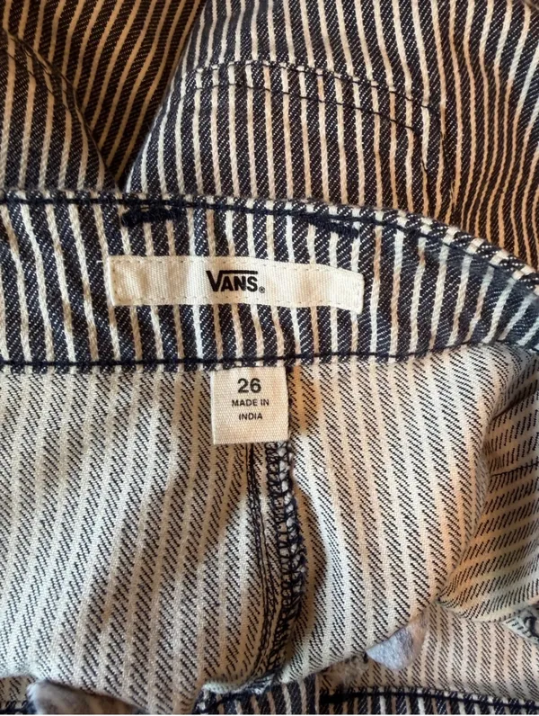 Vans black & white striped high waisted denim shorts - Image 6