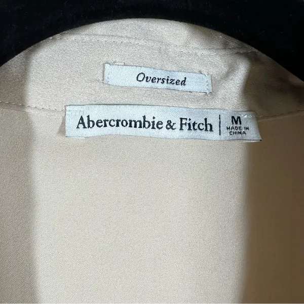 Abercrombie & Fitch Cream Satin Oversized‎ Button Down Top - Image 3