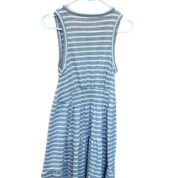 Lucky Brand Ruched Sleeveless Grey & White Stripe Maxi Dress Small #800 - Image 5