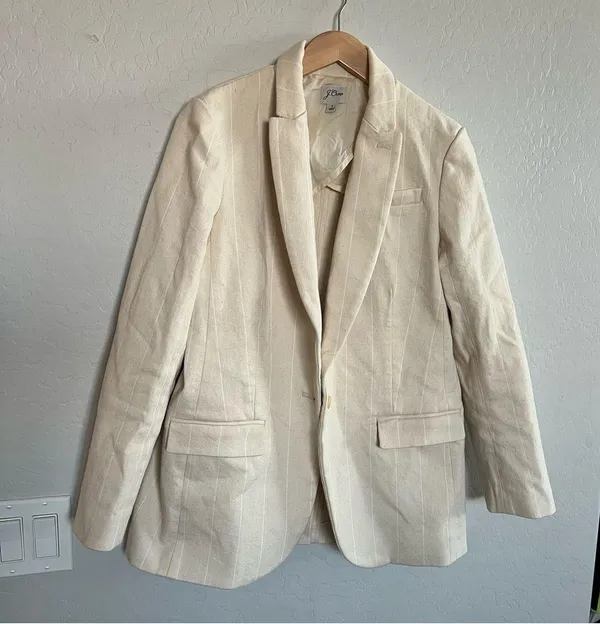 J. Crew Alfie Cream Blazer Jacket In Denim Stripe - Image 3