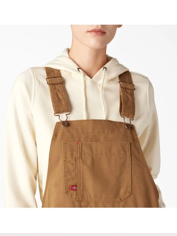 NWT DICKIES Women's Relaxed Fit Bib Overalls Duck Brown Pockets Medium - Image 4