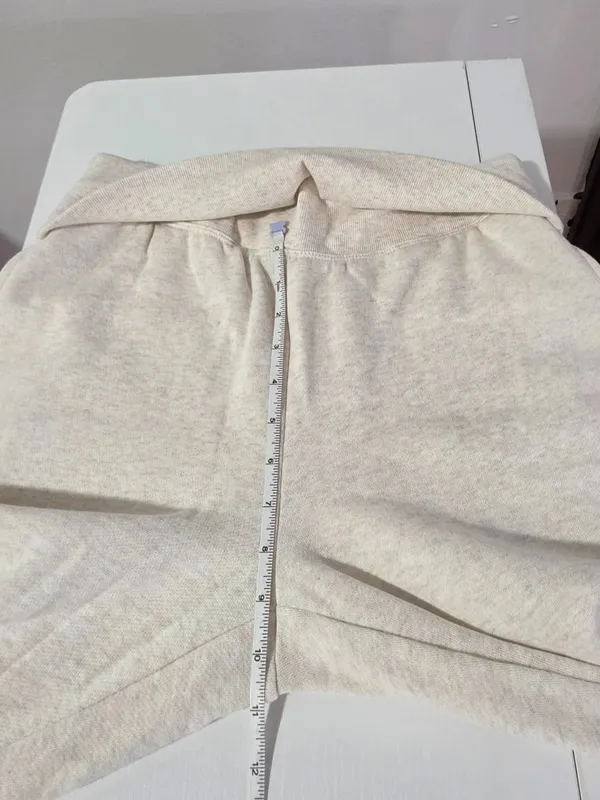 VS PINK Campus Fleece Foldover Flare Sweatpants - Natural Heather - Size S/R - Image 7
