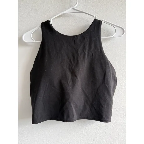 Athleta Conscious Crop Top Black High Neck Racerback Sports Bra Tank 465644 M - Image 3