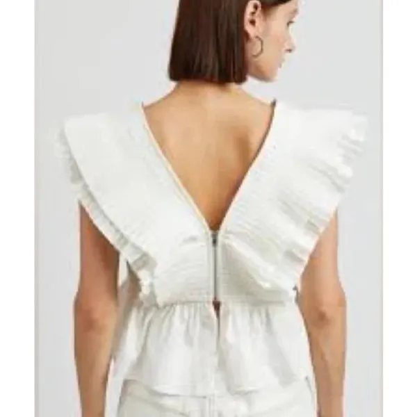 NWT En Saison Lorena Blouse in White Sz. M - Image 2