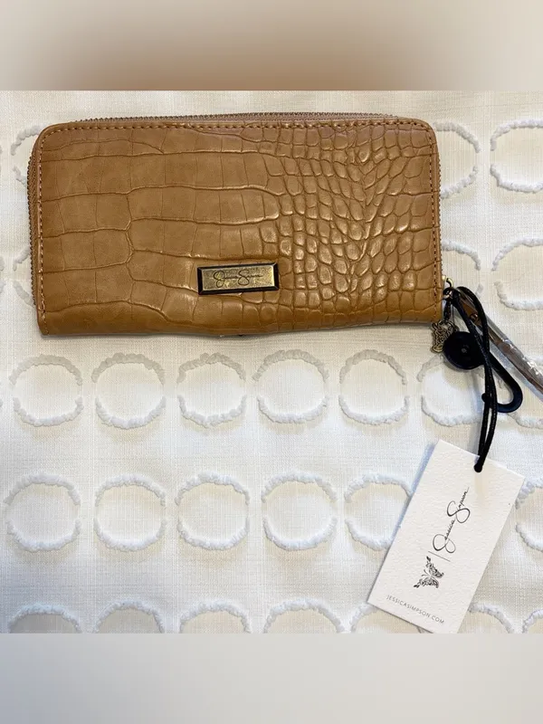 Jessica Simpson Daphne Zip Around Wallet Wristlet Wheat Tan Western Boho NWT - Image 8
