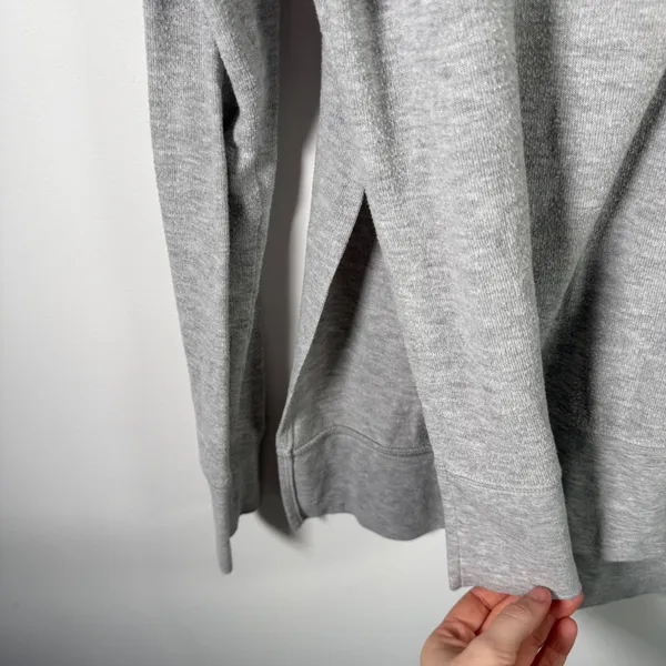 Alo Yoga Glipse Crewneck Sweatshirt Grey Athleisure Side Slit Oversized Women Sm - Image 3