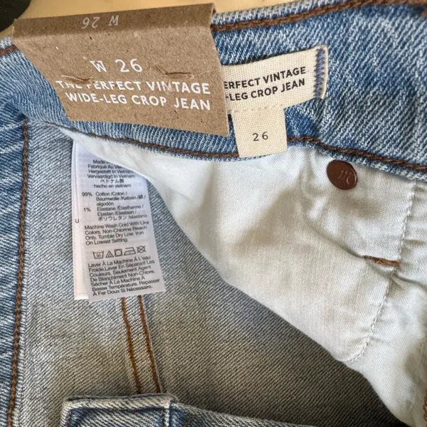 NWT Madewell The Perfect Vintage Crop Jeans Blue Raw Hem High Rise 26 Sold Out! - Image 8
