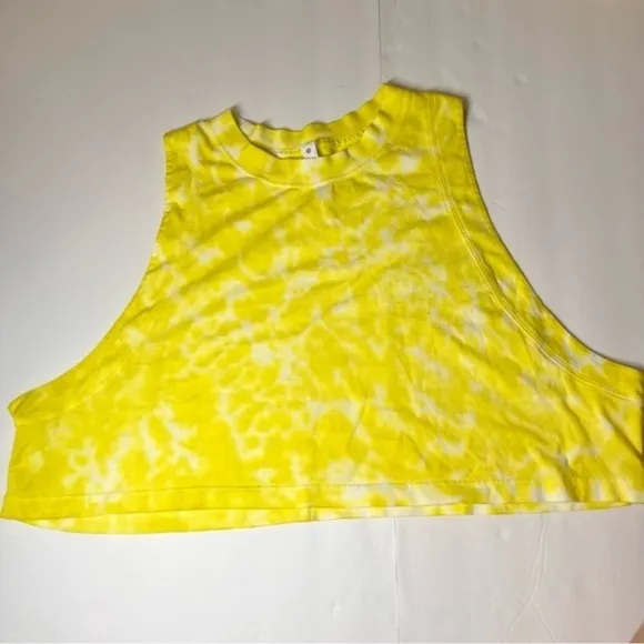 NWOT Lululemon All‎ Yours Cropped Cotton Tank Top Tie Dye Yellow Size 12 - Image 2