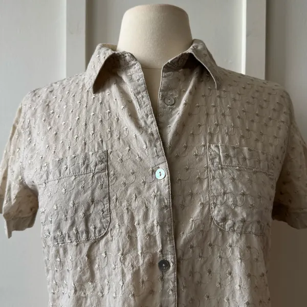 Classic Elements Petite Embroidered Button Up Top - Image 2