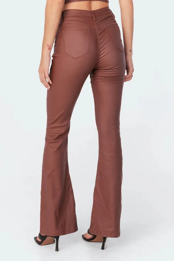 Edikted Leather Flare Jeans - Image 5