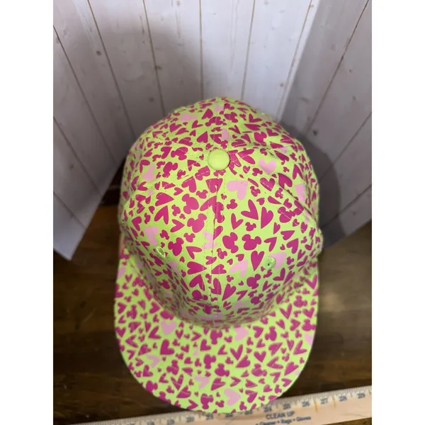 Disney Parks Mickey Ear Green‎ Cap Pink Hearts Graphic All Over Edge Collection - Image 5