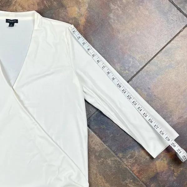Ann Taylor Factory White Wrap Crossover Blouse Medium - Image 5