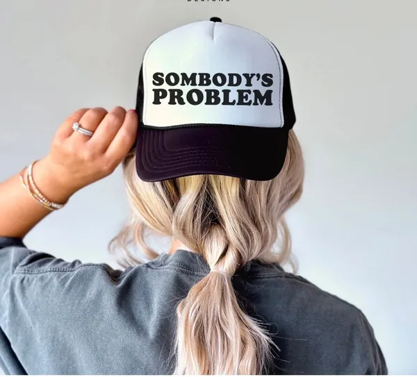 Otto Hat SOMBODY'S PROBLEM Black & White Trucker Hat - Image 2