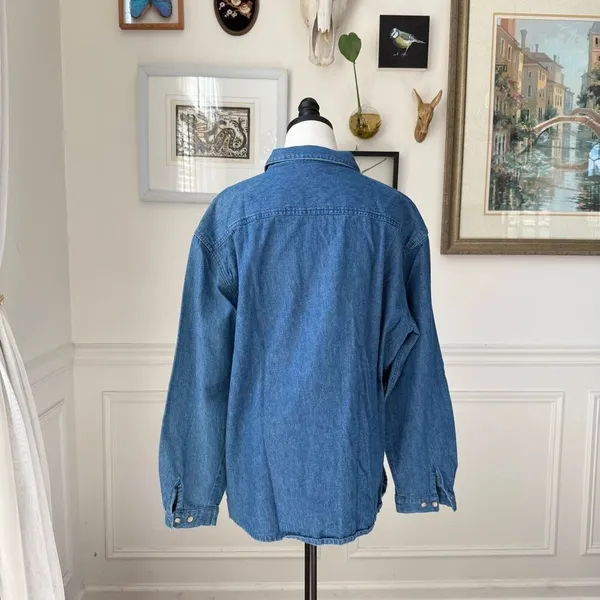 Vintage Northern Tradition Snowman Denim Chambray Button Up Shirt XL - Image 6