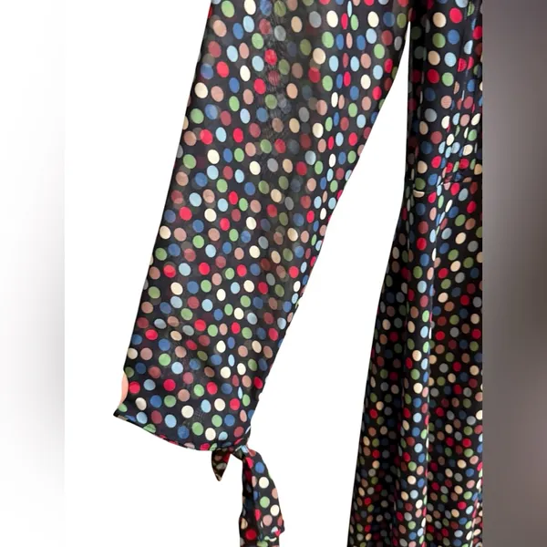 Betsey Johnson Wrap‎ Dress Womens Size 10 Polka Dots High Low Hem Sleeve Tie NEW - Image 11