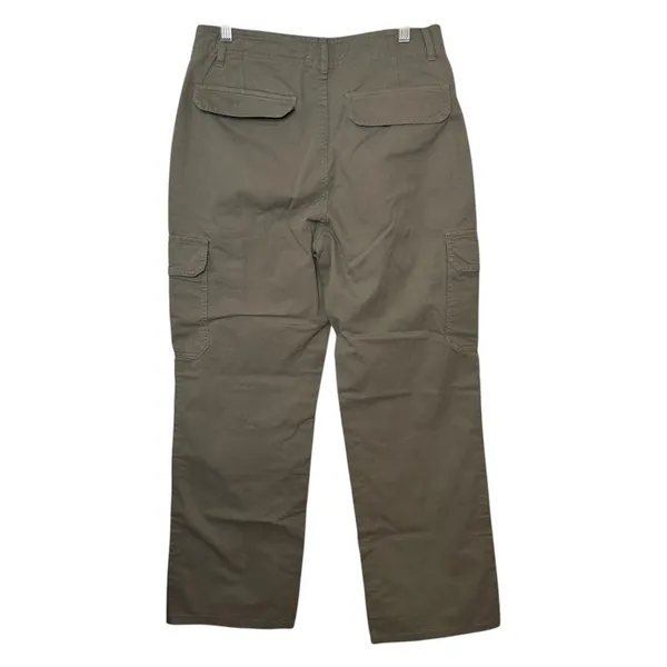 Zara Olive Green Cargo Pants Utility‎ Workwear Straight Leg Cotton Pockets Sz 8 - Image 5