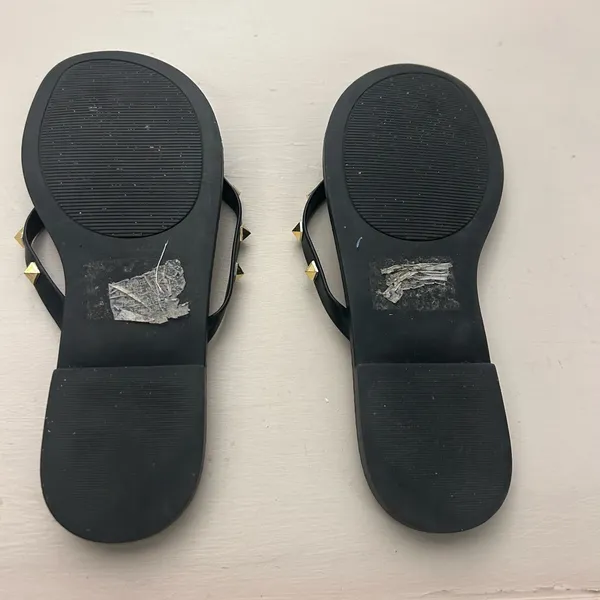 Sandals Black Slide Sandals with Gold Stud Accents size unknown-see measurements - Image 3