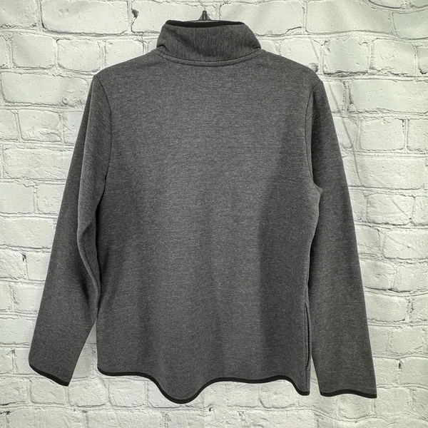 St Johns Bay Top Women's M Gray 1/4 Snap Sweatshirt Pockets Long Sleeve Fleece - Image 2