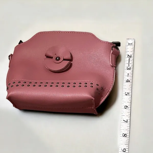 Mini Pink Leather Studded Crossbody Zipper Bag * WITHOUT STRAP * - Image 10